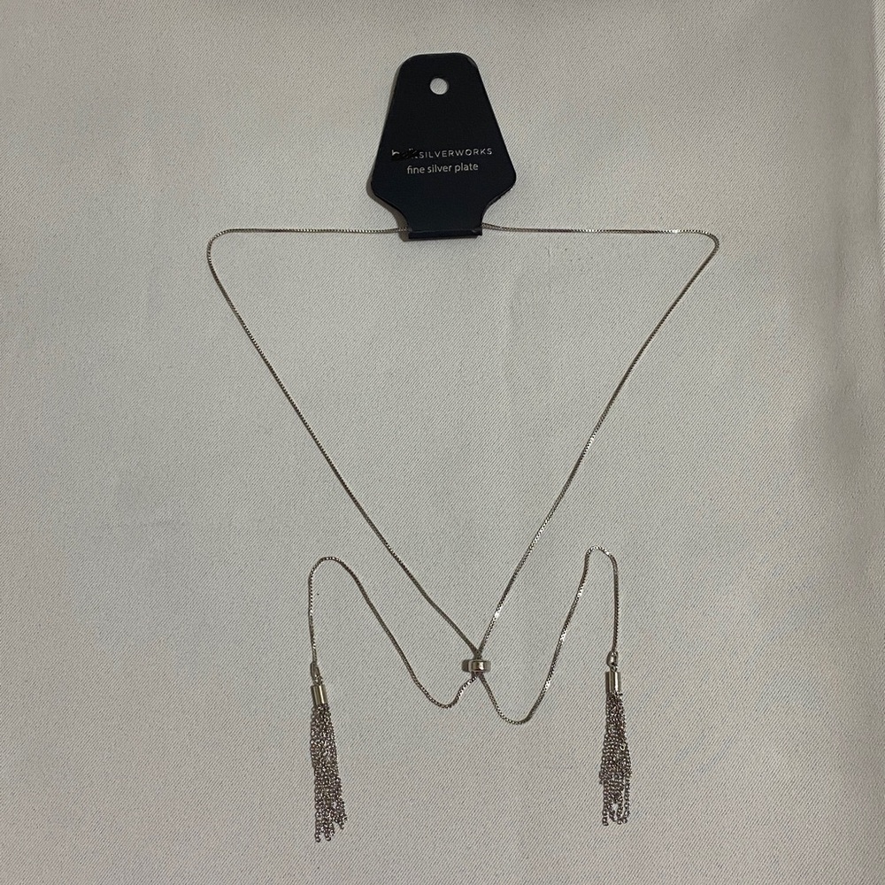 30" BELK Silverworks Fine Silver Plate Necklace w Tassels